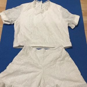 White set crop top + short